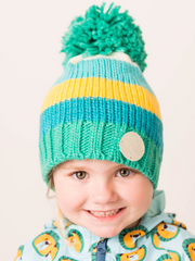 Green and Mustard Bobble Hat