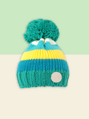 Green and Mustard Bobble Hat